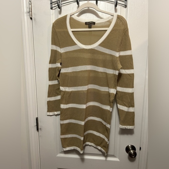Tommy Bahama Striped Swimsuit Cover Top Sand White Sz large long sleeve coastal - Picture 2 of 16